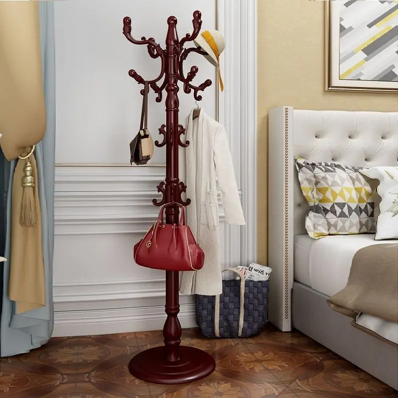 

Solid wood hanger single pole floor coat rack storage bedroom simple and modern