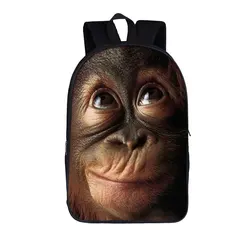 Divertido orangután/mono mochila con estampado de dedo medio para adolescentes, niños, niñas, niños, mochilas escolares, mochila para mujeres y hombres