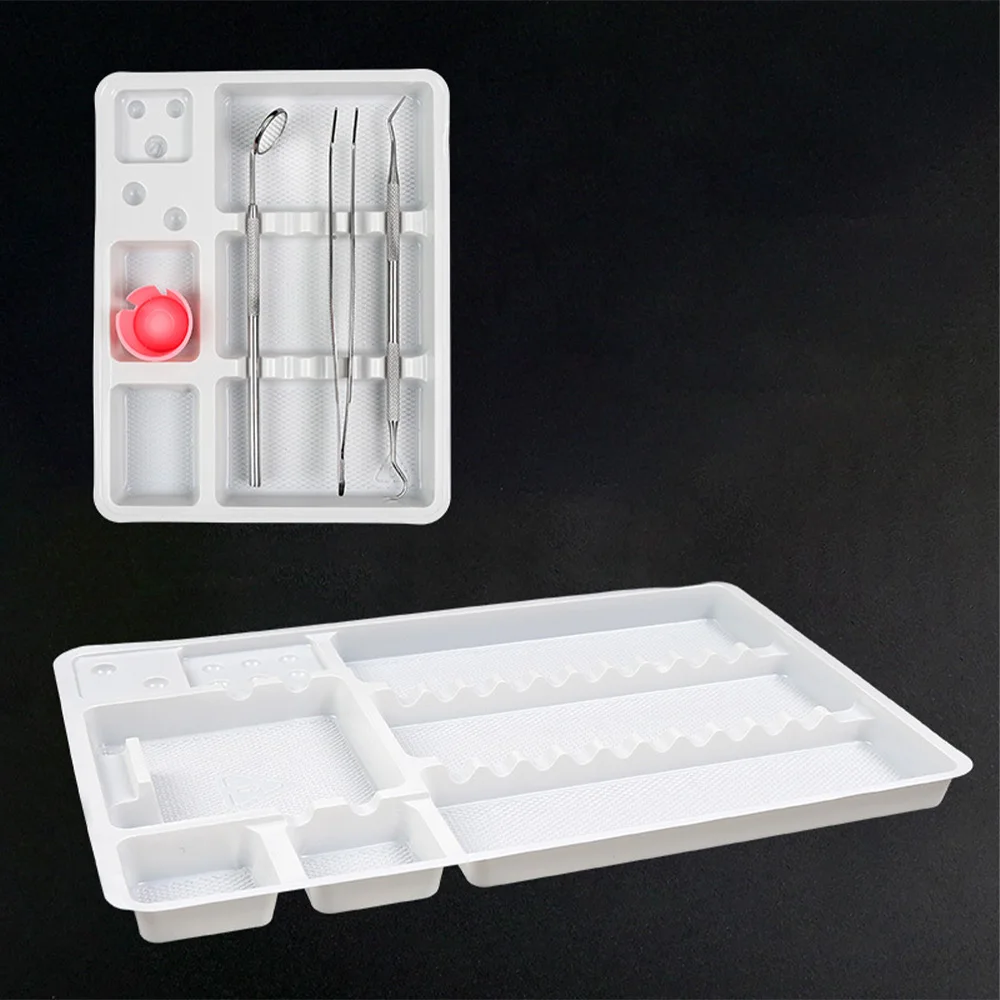 Disposable Oral Instrument Trays, White Multi-Compartment Plastic Trays, Size S 50 Pieces / Size L 30 Pieces, Dental Clinic Tool Storage Trays