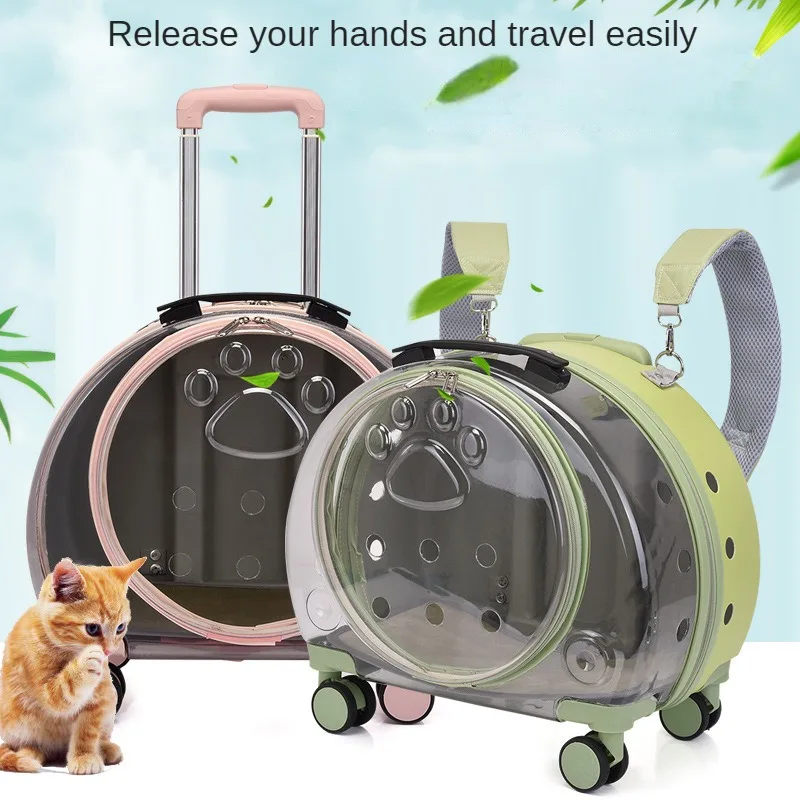 Pet Suitcase Transparent Trolley Case, Cat Bag, Out Portable Dog Space Capsule, Large Capacity Backpack, Backpack