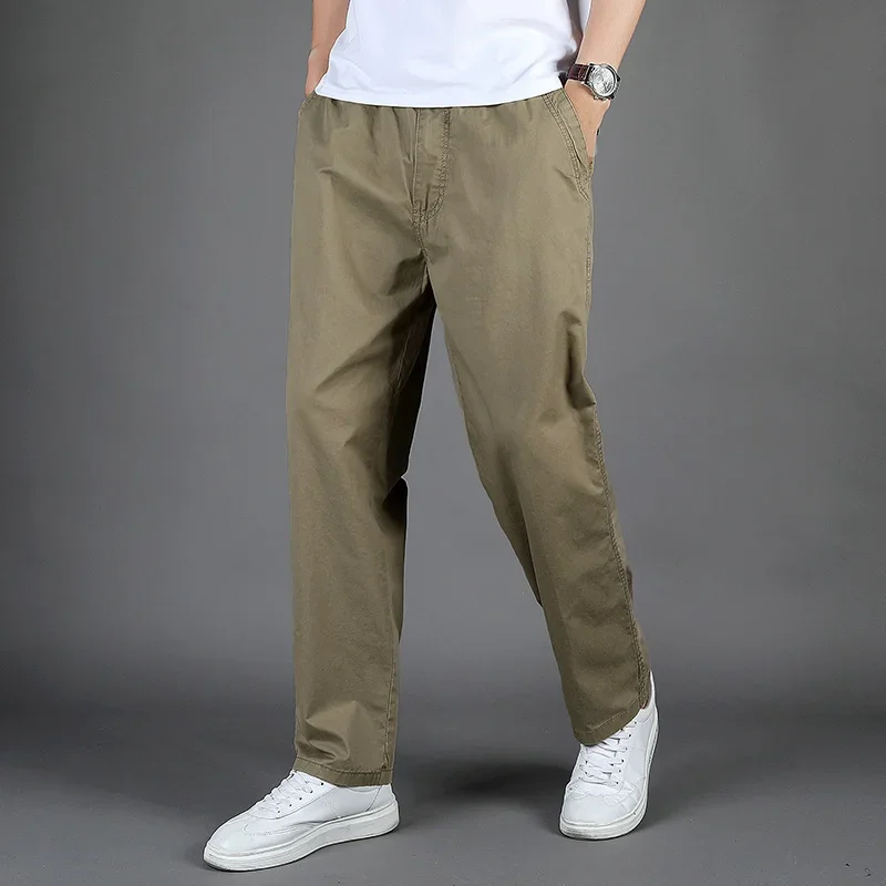 Calça casual de grandes dimensões masculina, algodão, tendência da moda, primavera, verão