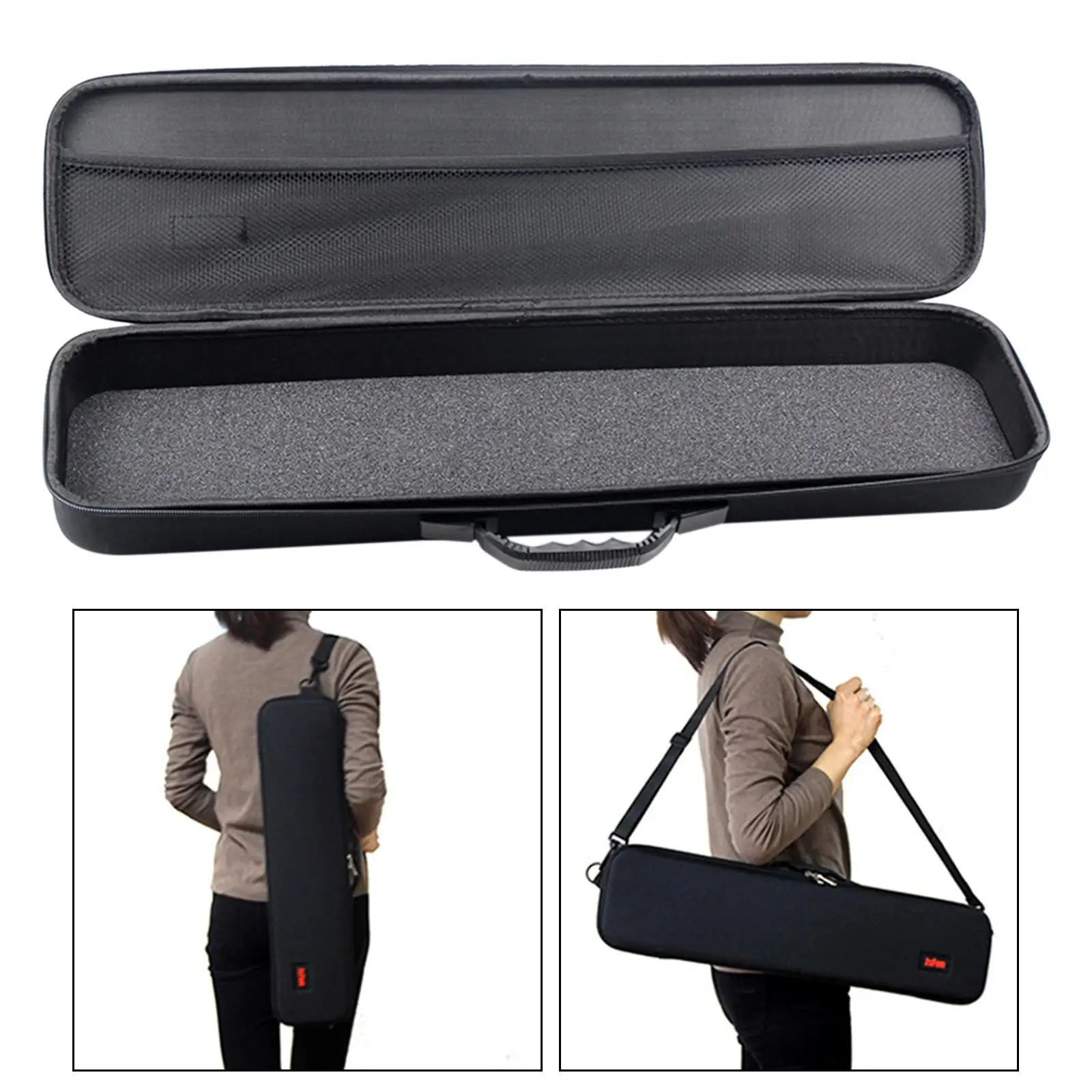 

Fishing Bags, EVA Shockproof Multipurpose with Strap Durable Holder for Telescopic Fishing Rod Sinkers Black 60.5x13.5x6cm