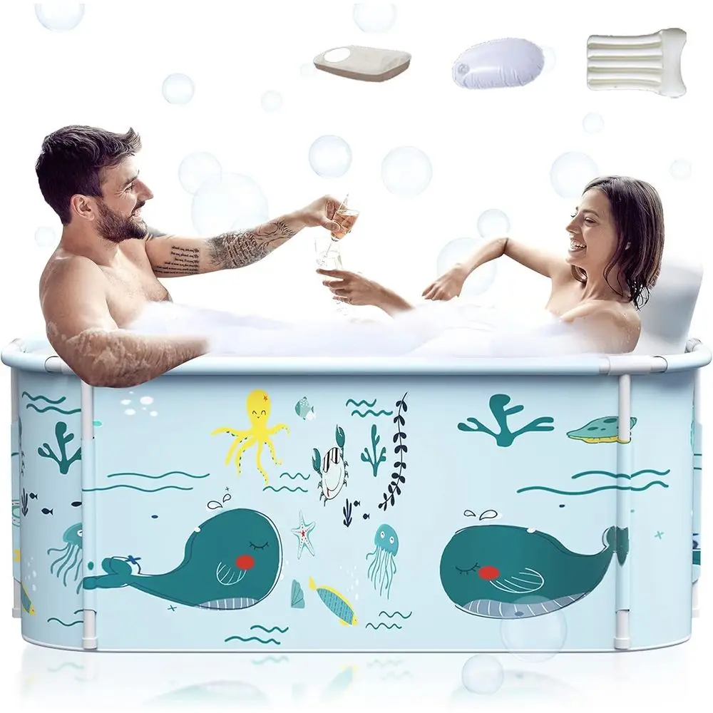 

53 Extra Large Foldable Bathtub with Lid for Adults, Family Spa Tub, Thick Multi-layer Tub for Small Bathrooms