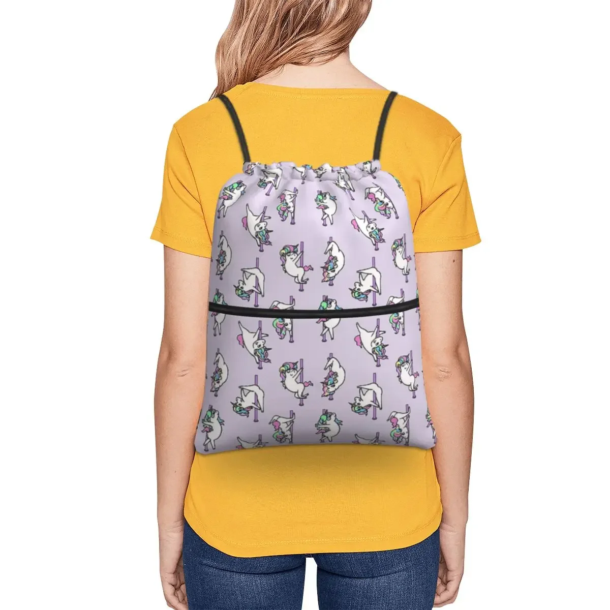 Mochilas portátiles de unicornio para Pole Dancing Club, bolso con cordón informal, paquete de bolsas de artículos diversos para estudiantes escolares