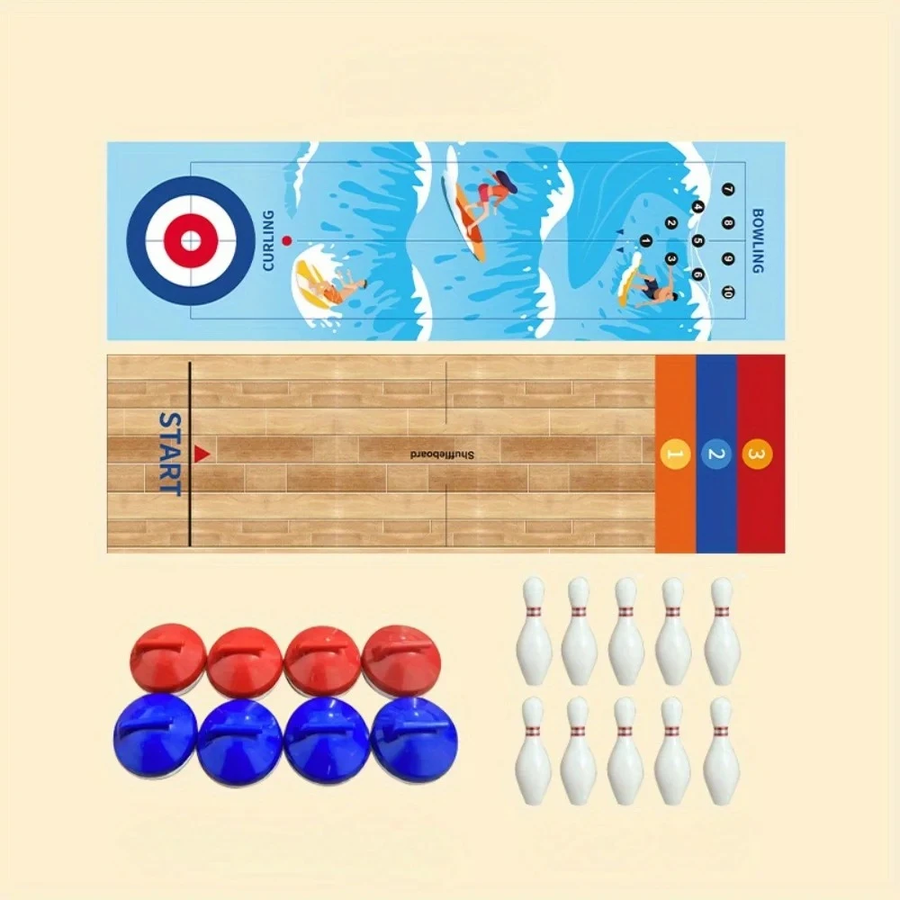 19pcs Curling Set Battle Toy, Tabletop Game. Curling And Bowling 2-In-1 Game. Multiplayer Games, Family Games, And Party Games