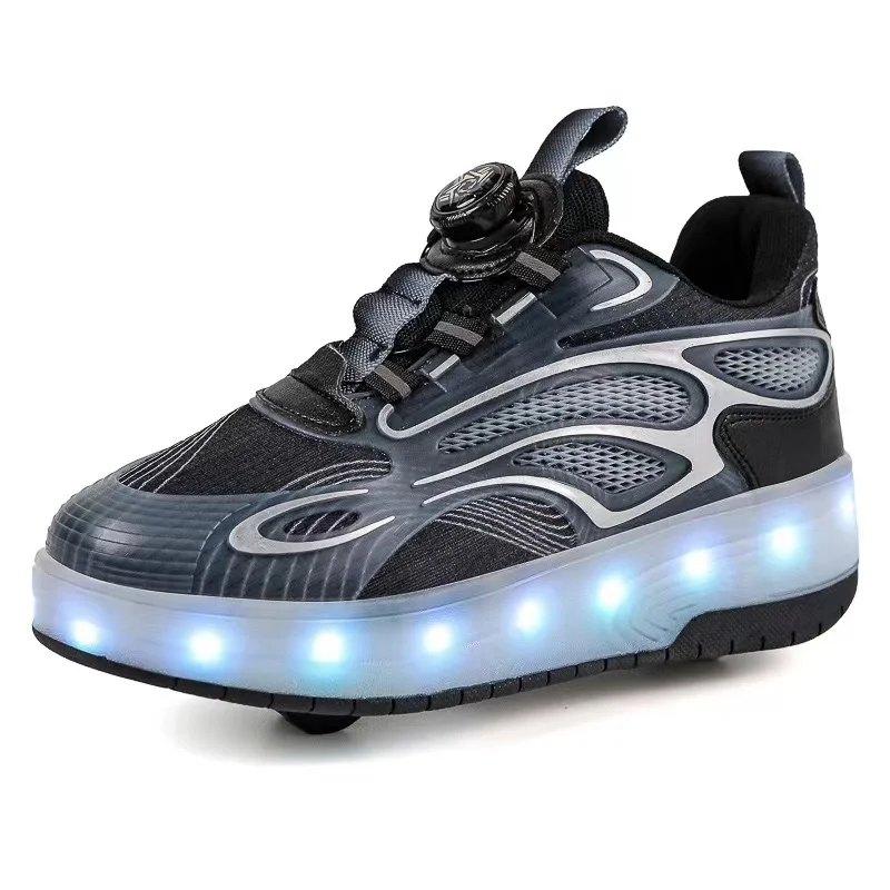 UBSLight Deform Shoes for Kids, Detachable Roller Skate, 2-Wheels Walking, Swivel Buckle Sneakers, Parkour Runaway, Deformation