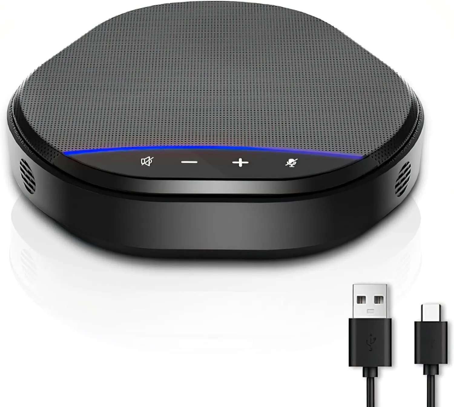 

360° Voice Pickup Conference Speakerphone with AI Noise Reduction, USB Plug and Play for Zoom, Teams, Skype & Home Office