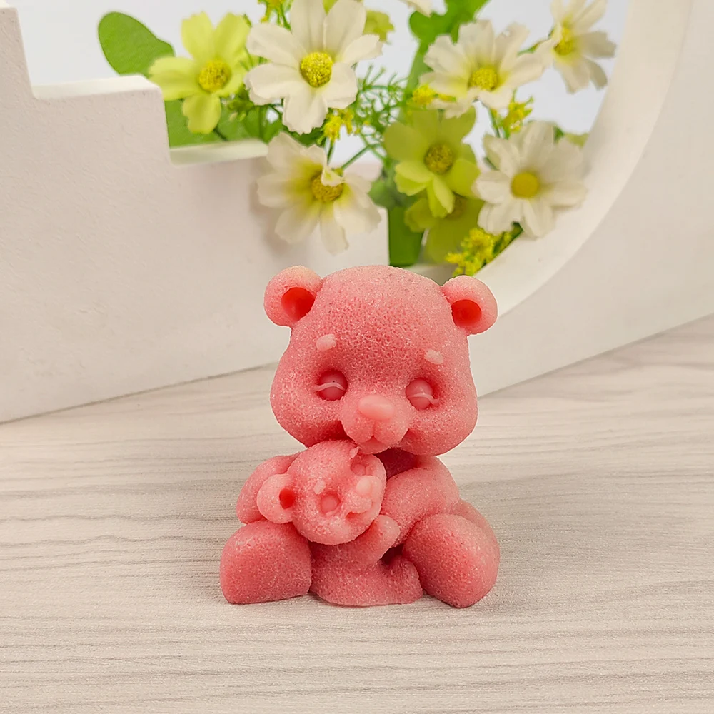 

3D Panda Bear Silicone Mold Concrete Cement Candle Mother Baby Animal Mochi Toy Aroma Plaster Mold Fondant Cake Candle Mold Tool