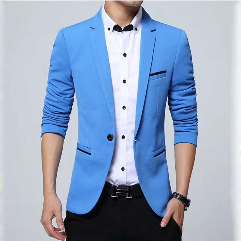 Brand Casual Blazer Men\'s 2024 Autumn New Fashion Slim Business Suit Coat Gentleman High-quality Men\'s Clothing Homme M~5XL