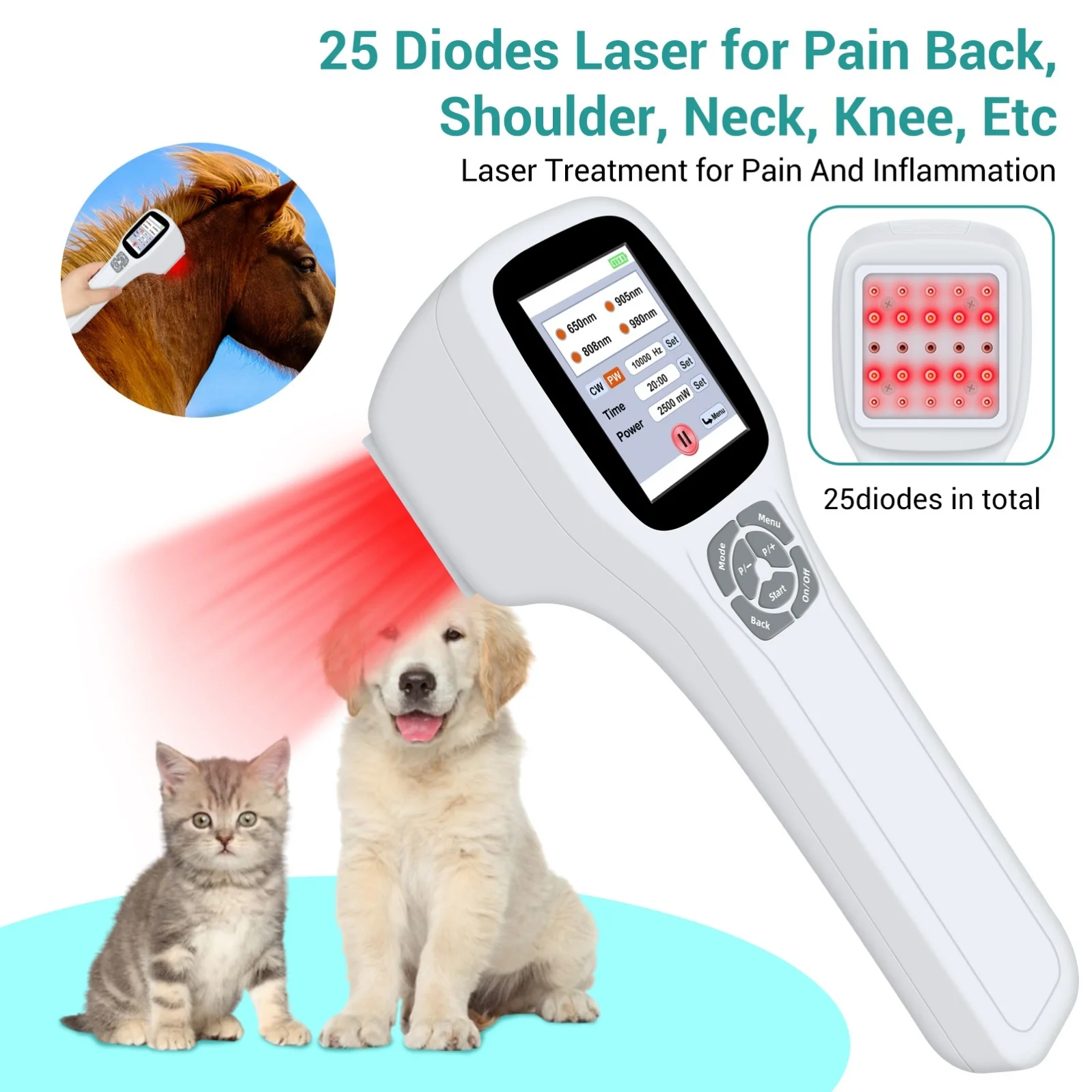 

Best Class 3 Cold Laser 808 905 980 LLLT Device Professional Low Energy Light Therapy for Dogs Knee Pain Treatment Wound Healing