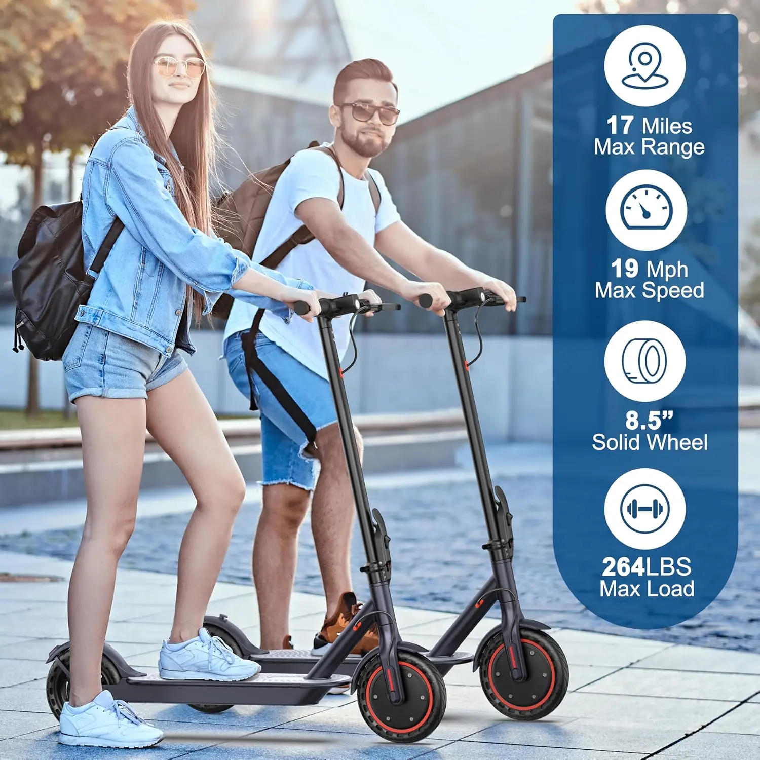 Scooter Adults - Max 19Miles Range & 19MPH Speed E-Scooter, Powerful 350W Scooter, Folding Scooters with 8.5