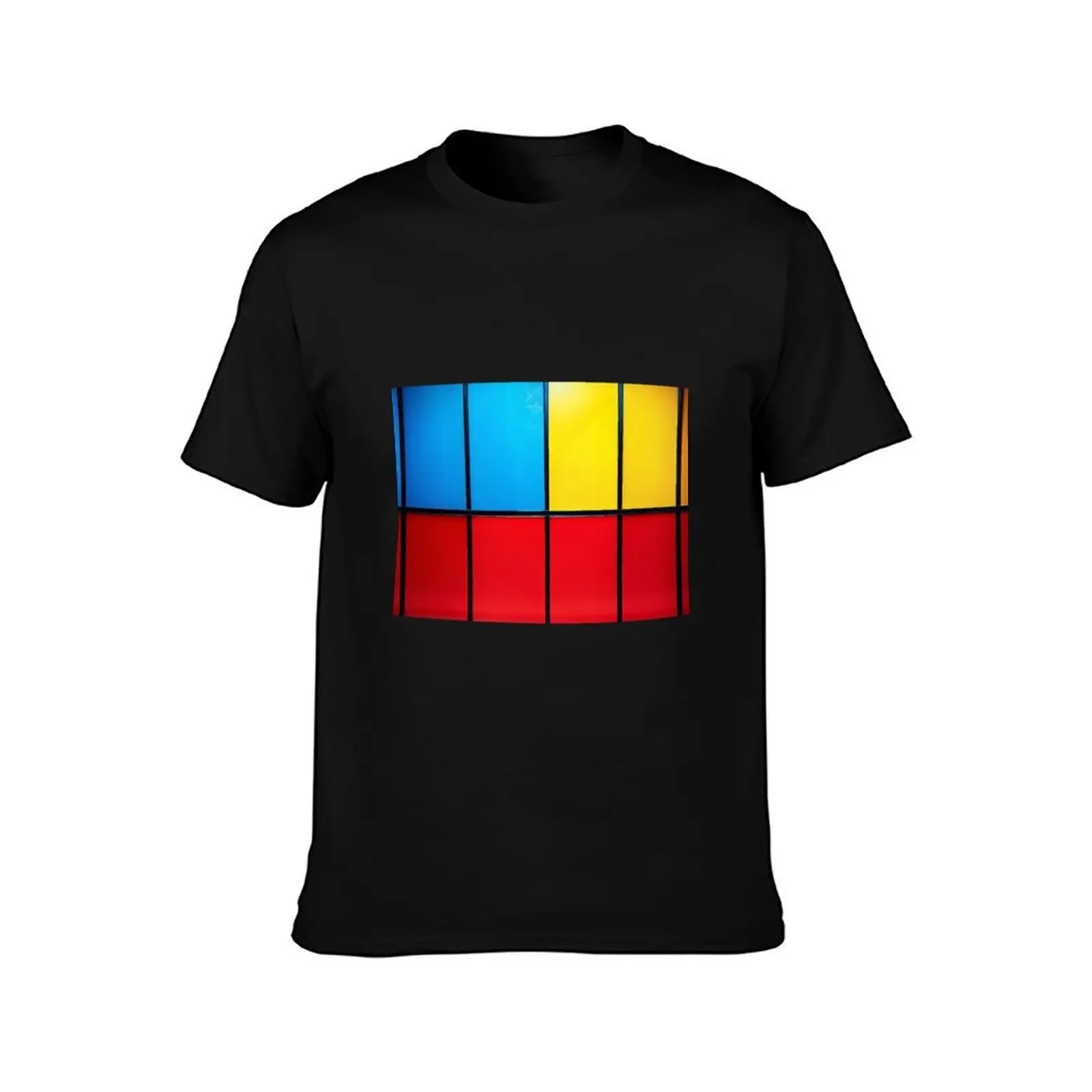 Composition with Red Blue and Yellow T-Shirt Soft Durable Cotton T-Shirt