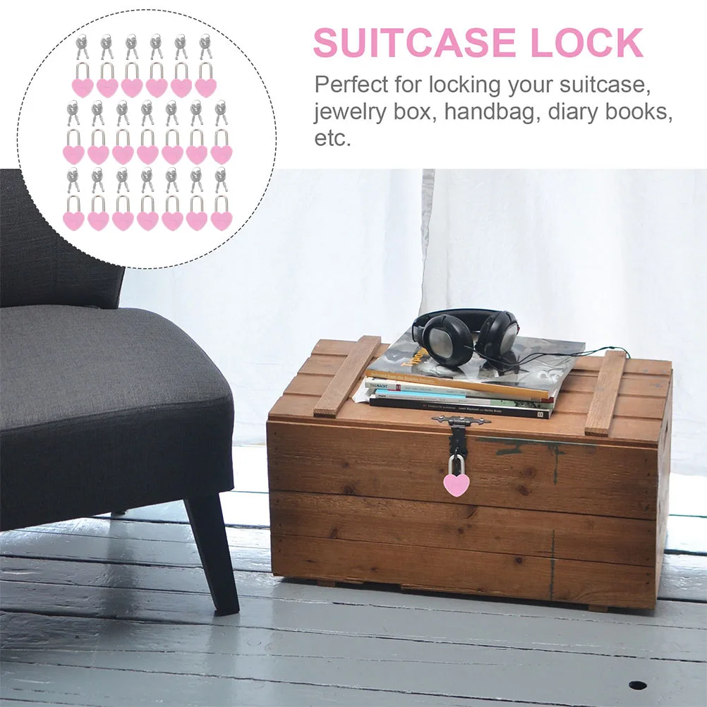 

20 Sets Storage Mini Heart Lock Small Tiny Locks with Keys Metal Heart-shaped Padlock Lovers