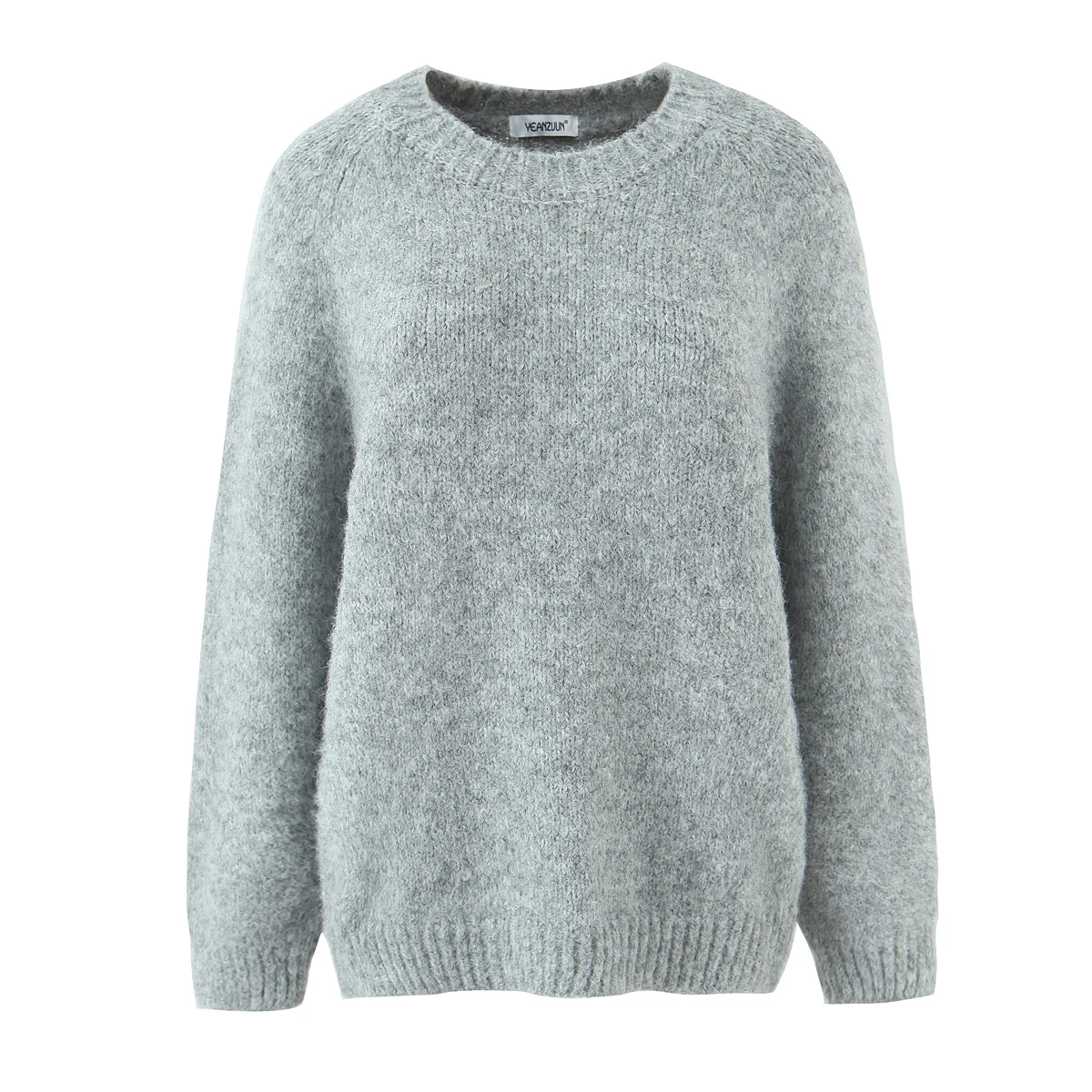 6 cores novo outono inverno gola redonda camisola de malha para mulheres manga longa raglan solta malhas grossas jumper de grandes dimensões damasco