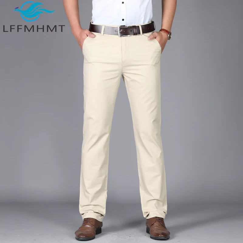 

2025 Summer New Fashion Good Quality 100% Cotton Thin Men Casual Pants Korean Style Slim Fit Business Straight Leg Trousers