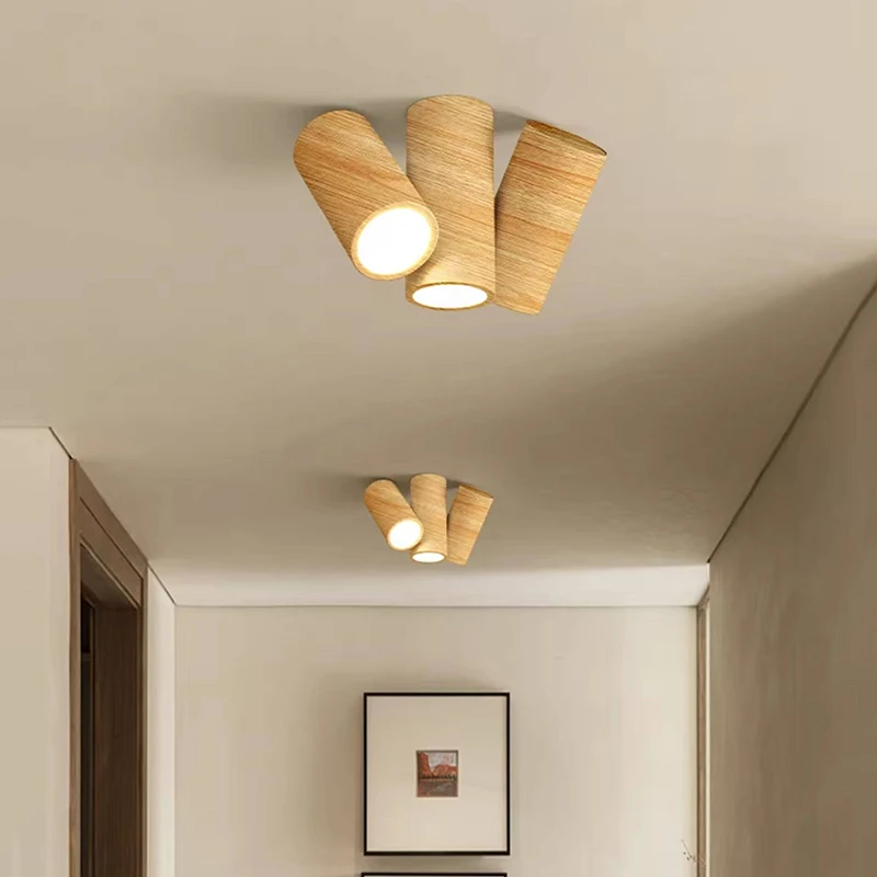 Surface Mounted No Main Light Living Room Lighting Antique Style Walnut Color Corridor Bile Tube Lamp Room Bedroom Ceiling Light