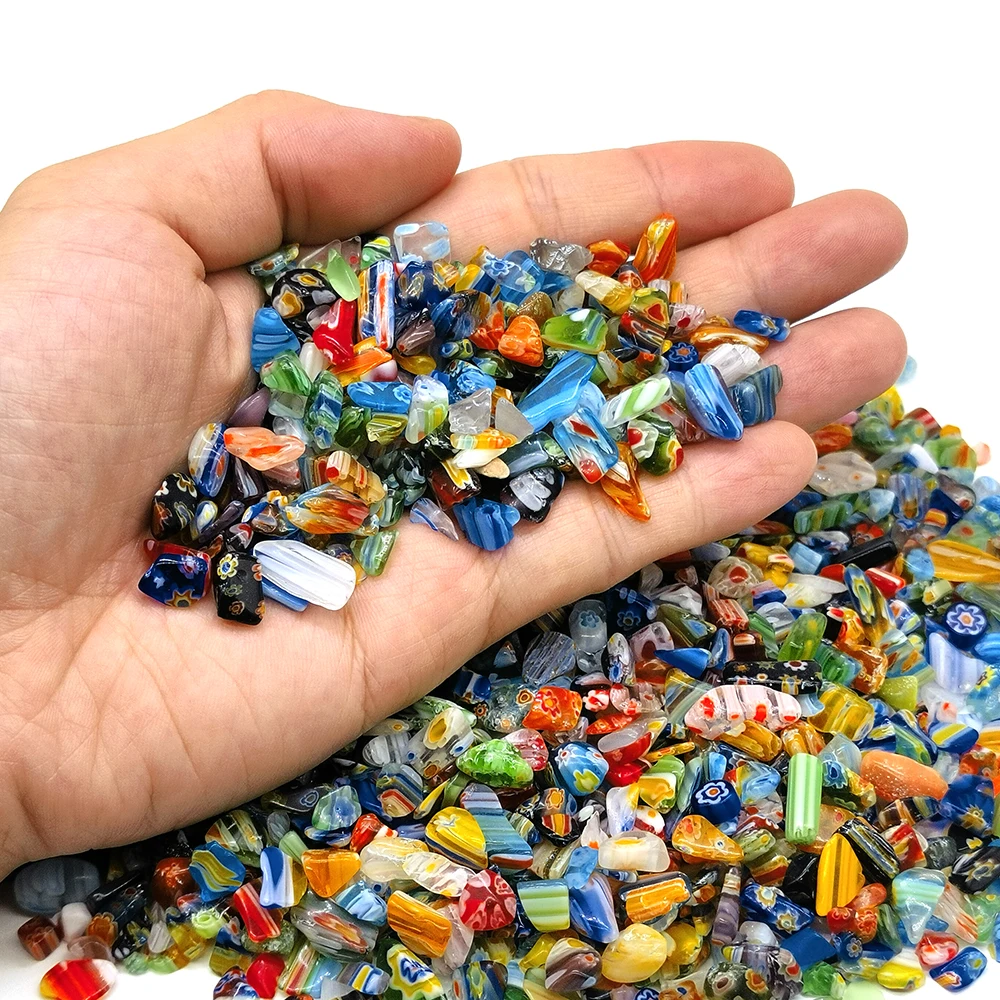 Thousand Flower Glass Polished Chips Crushed Tumbled Stones Crystals Embellishments for Aquariums Fish Tanks Air Plant Decor