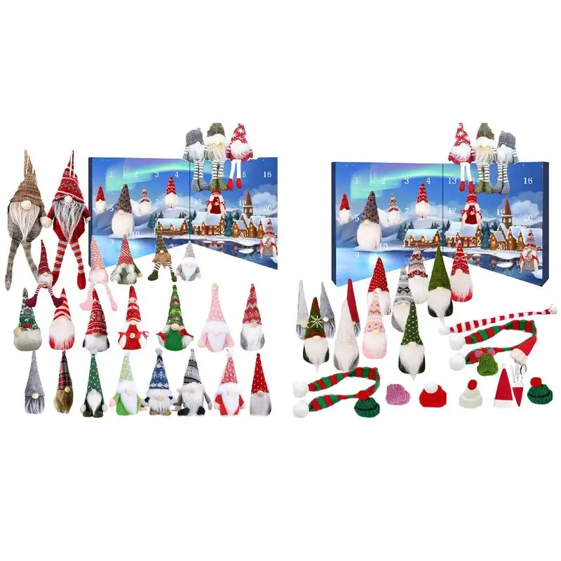 Christmas Gnome Advent Calendar Collectible Gnome Dolls Festival Decoration Props Countdown Calendar Gift Box for Kids Adults