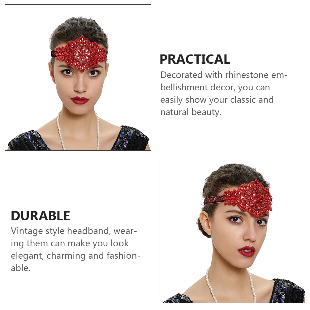 

Rhinestone Headb Women Vintage Decor Prom Hair Accessories Flapper Headpiece Fascinator Party Dance nament Lightweight Durable