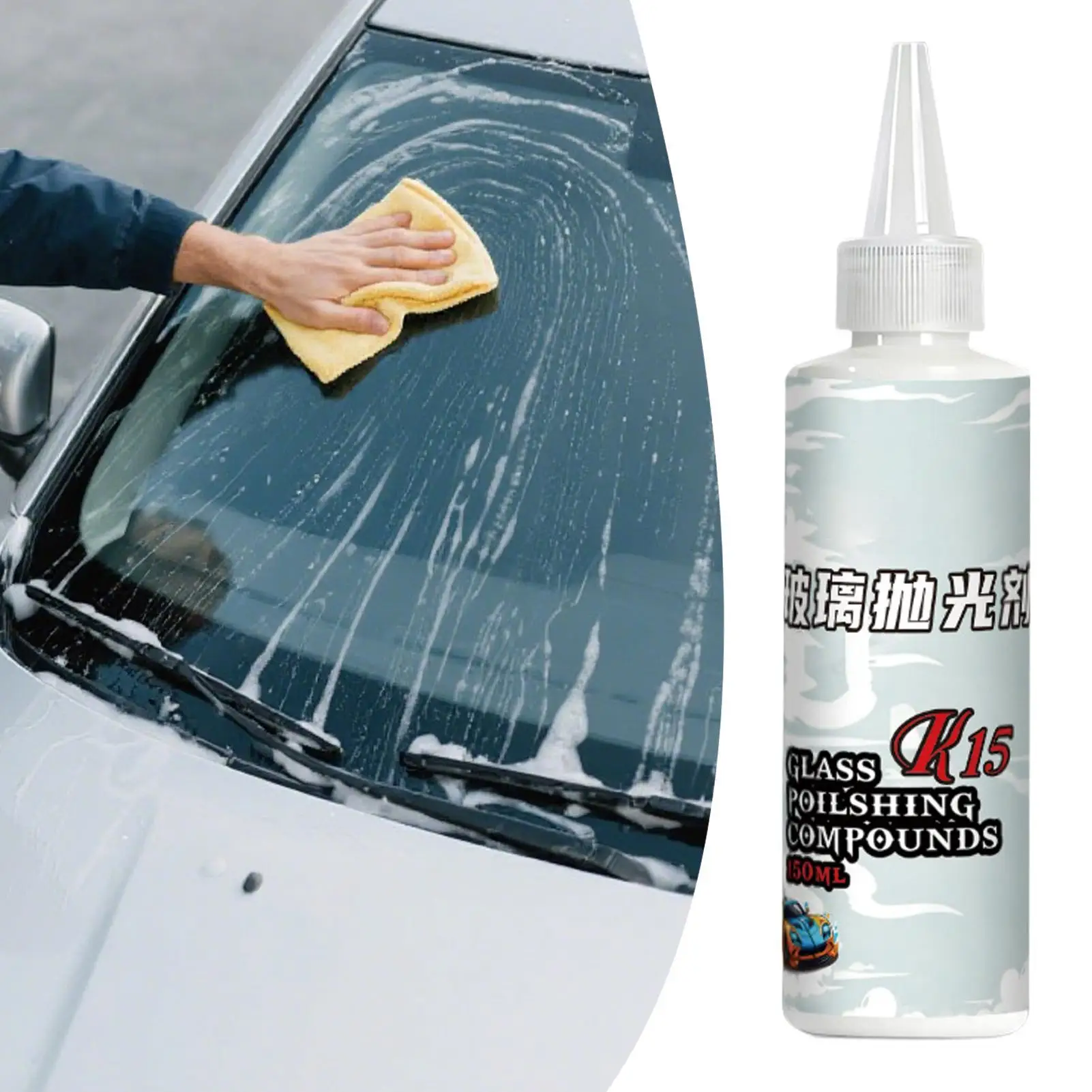 150 ml verbesserte Ceriumoxid-Glaspolitur entfernt Wasserflecken, leichte Kratzer, Fettfilm, streifenfreies Finish, keine Spuren hinterlassen.