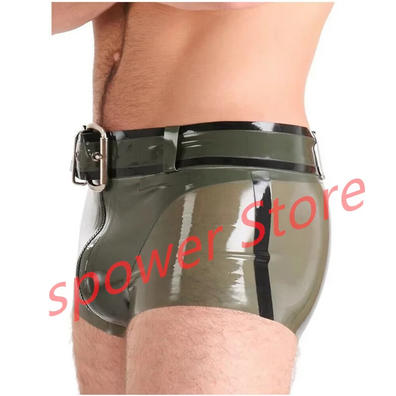 

Latex Boxer Panties Sexy Fetish Rubber Shorts Lingerie Underwear Handmade Cosplay Costume for Men (no belt)