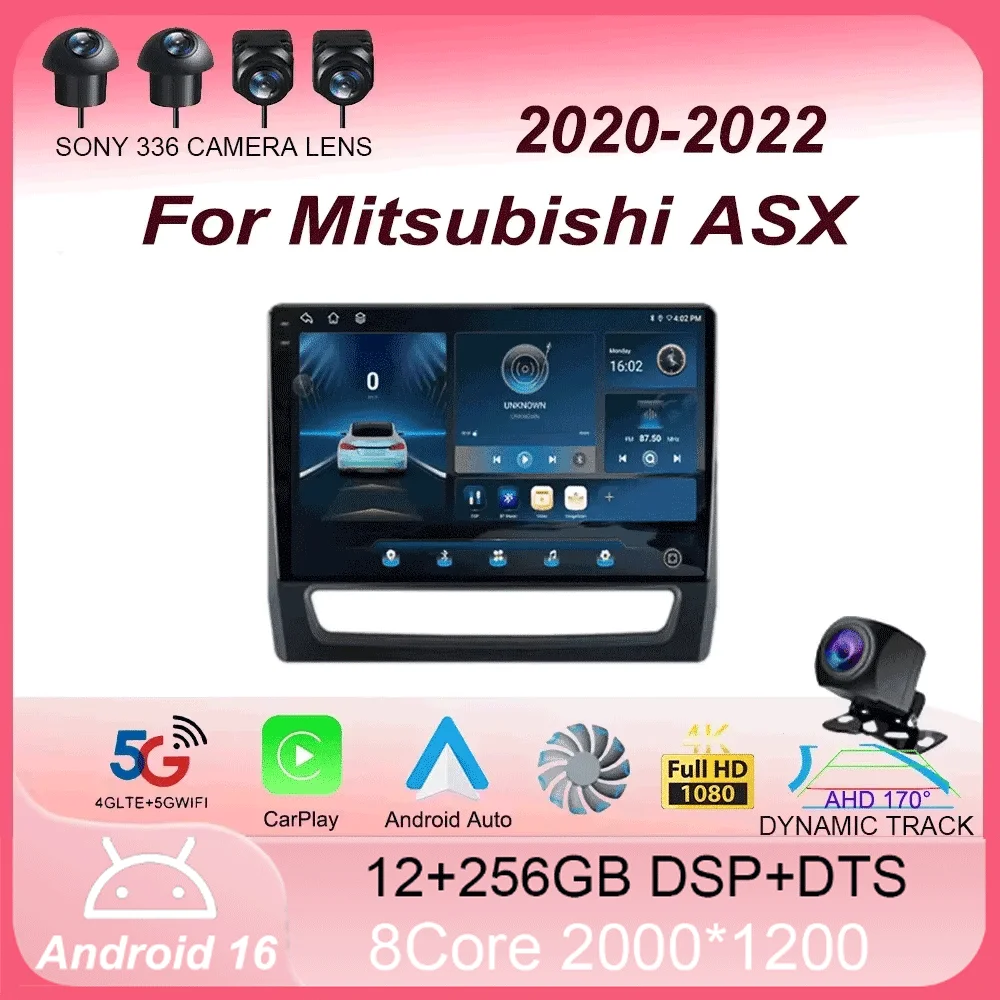 

Android 16 For Mitsubishi ASX 2020 2021 2022 Car Radio Multimedia Video Player GPS Navigation Head Unit Carplay Auto 360 Camera