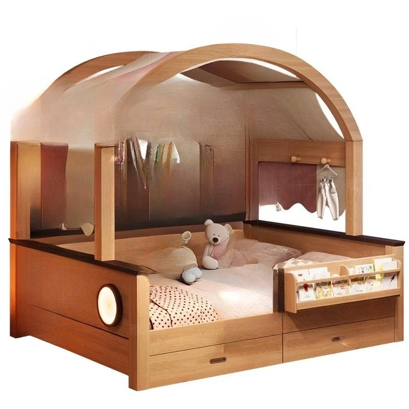 

Детская кровать-домик из натурального дерева для малогабаритных квартир, татами-кровать для дома