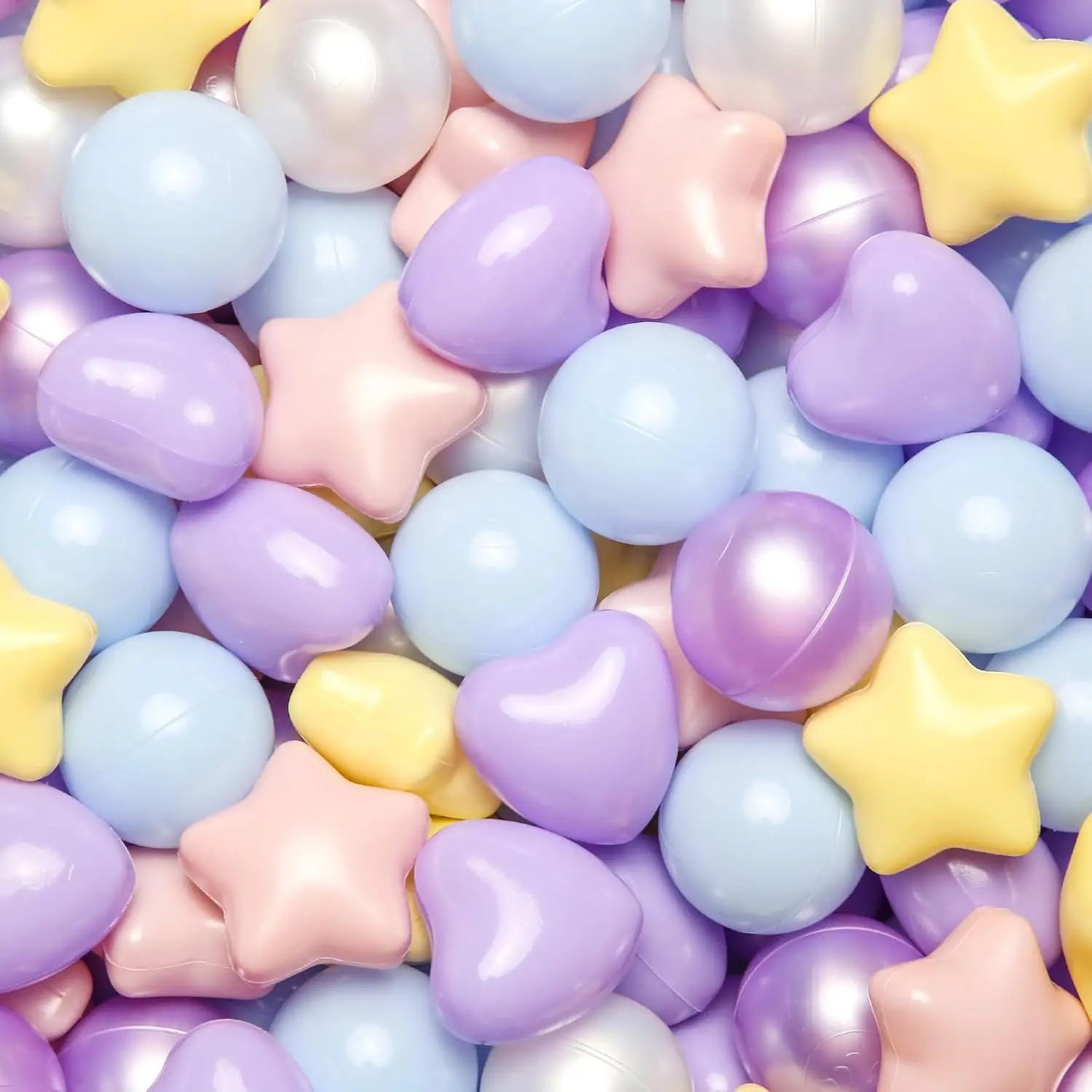 50 stuks Star Ball Pit Ballen voor Ballenbak, Paars Roze Blauw Geel, Crush-Proof Kleurrijke Play Plastic Ballen voor Kerst Decor