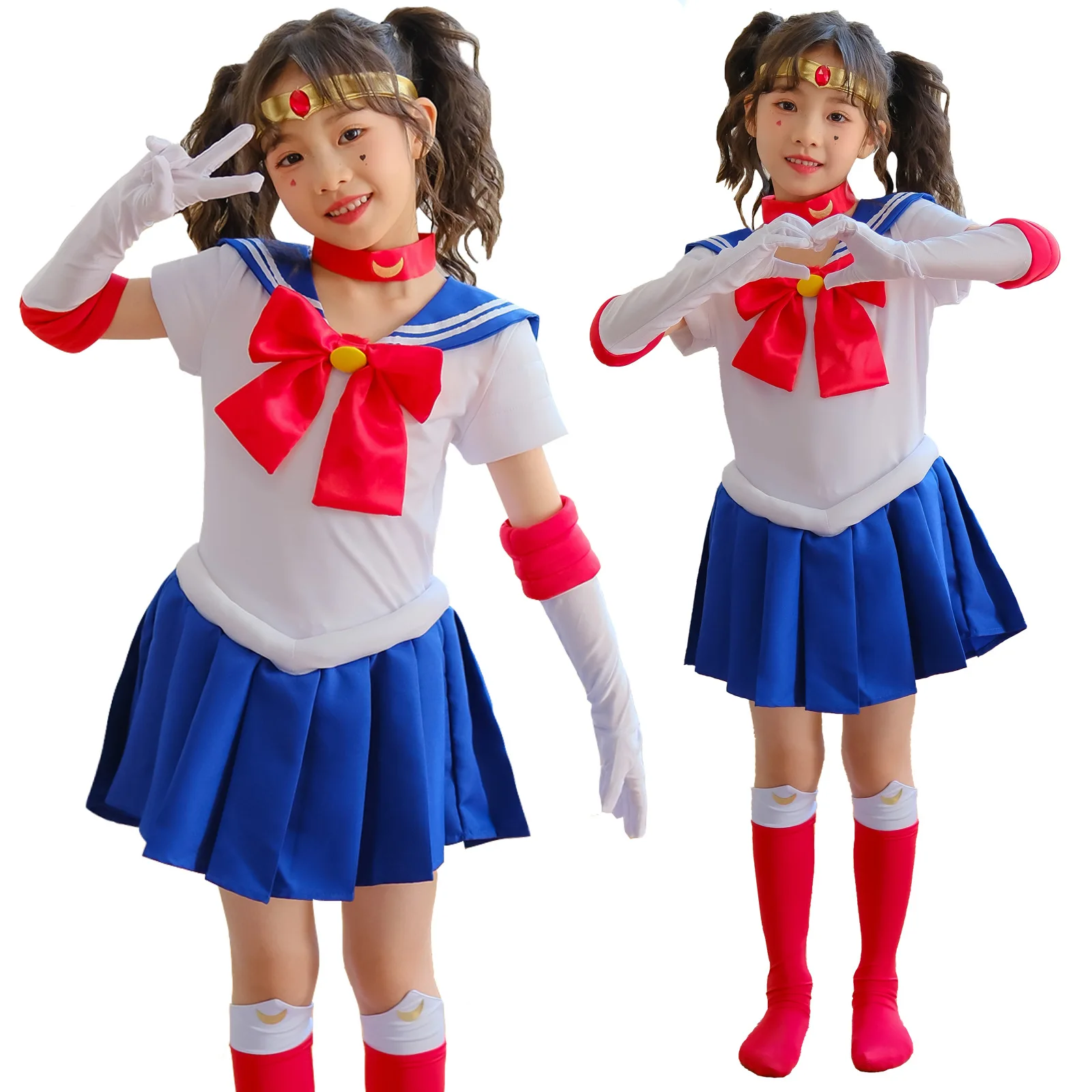 

Anime Tsukino Usagi Cosplay Costume Girls Sailor Suit Dress Socks Gloves Headwear Uniform Outfits for Halloween Carnival Party