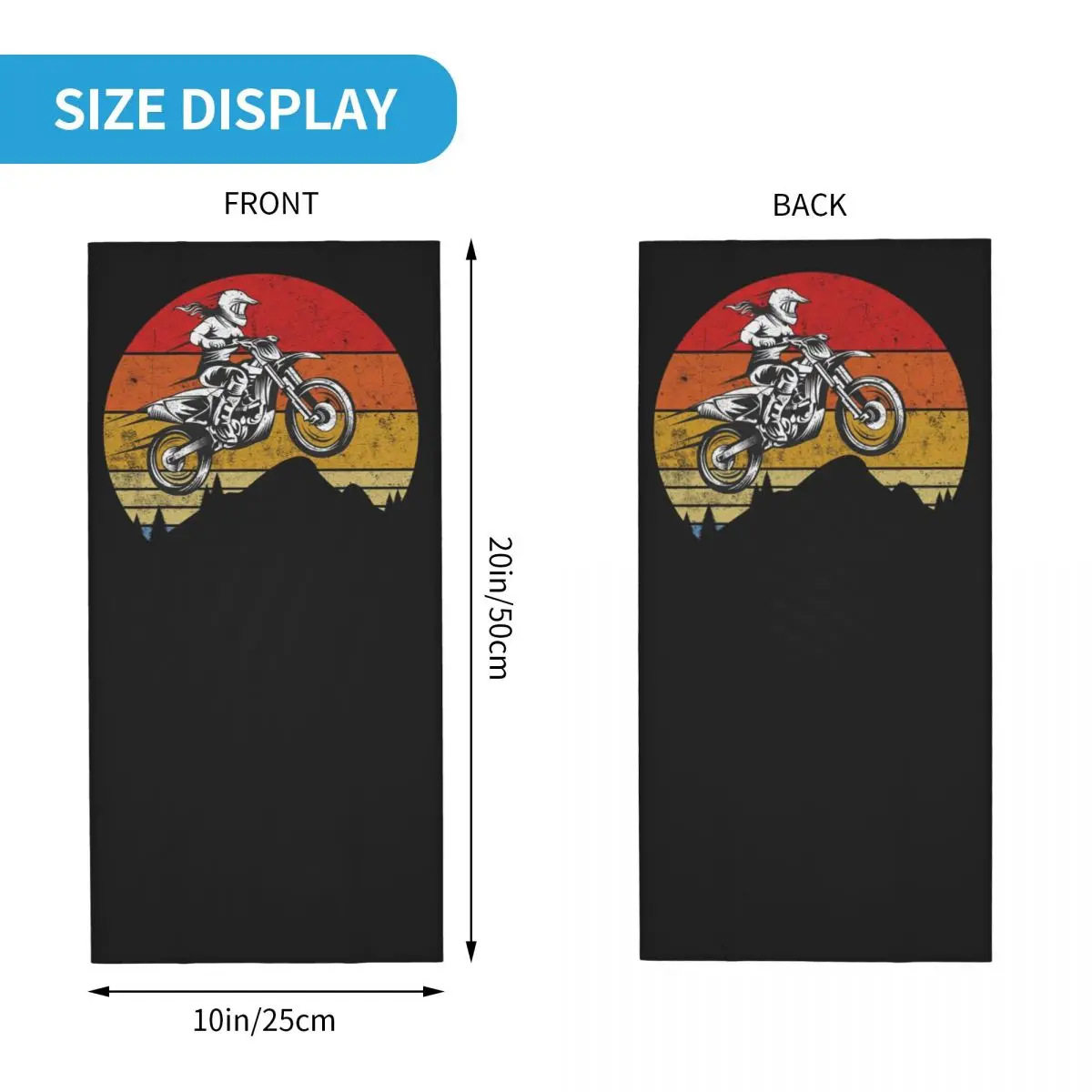 Motocross chica Dirt Bike Retro puesta de sol Bandana cuello polaina bufanda envolvente estampada máscara facial multiusos ciclismo Unisex adulto a prueba de viento