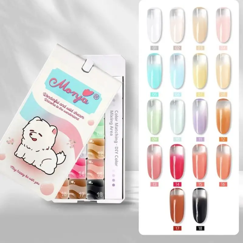 6/18-Colors Gypsum Painting Gradient Nail Polish Patting Glue Smudge Canned High Saturation Popular Semi-Solid Nail Polish Glue