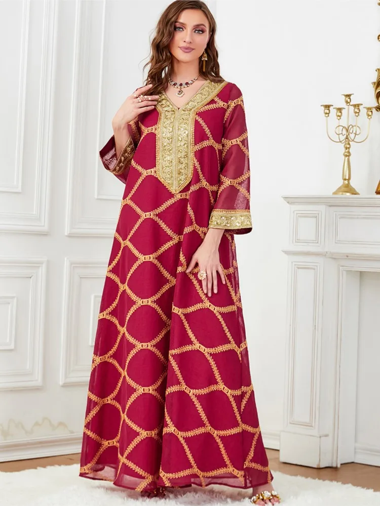 Imagem -04 - Caftan Marocain Abaya para Mulheres Hijab Muçulmano Vestidos Africanos Djellaba Djellaba Feminino Muslim Robe Dubai Turquia Islamismo