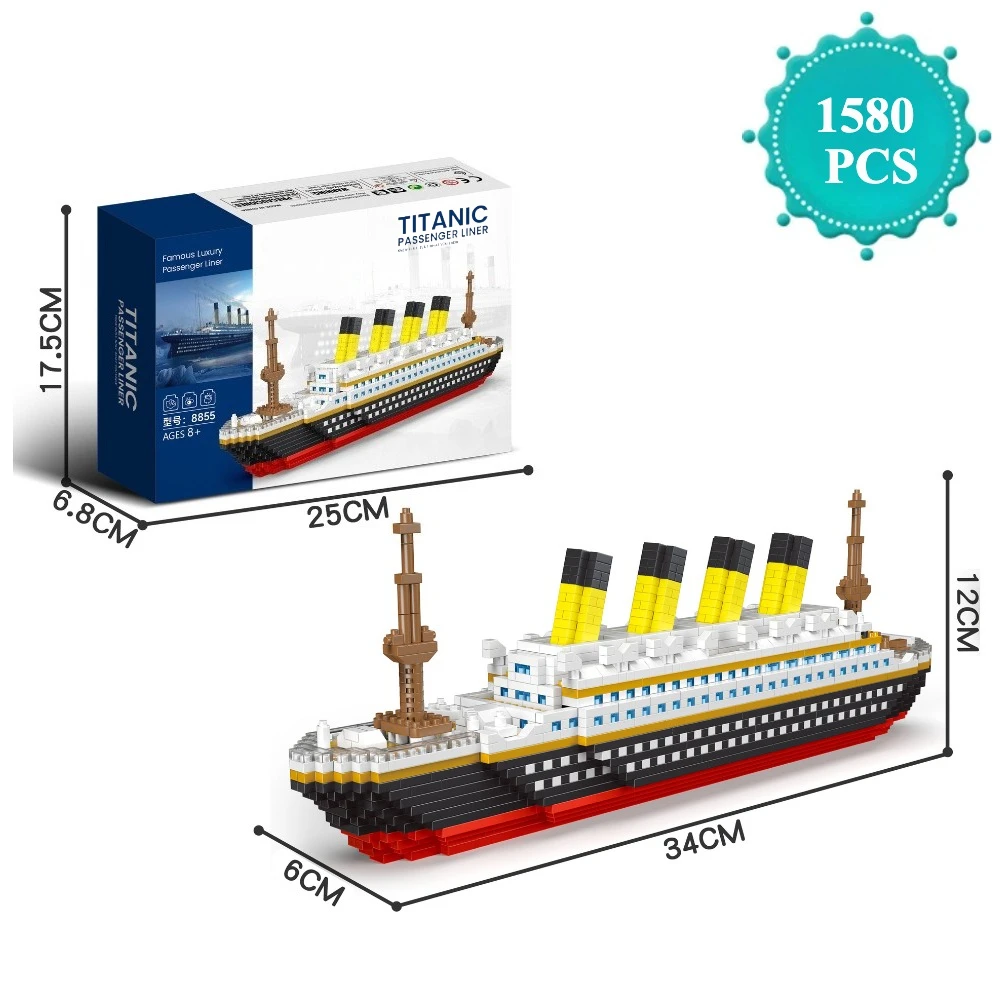 Luxe Titanic Cruiseschip Bouwstenen Monteer Model Boot Bakstenen Collectie Bouwspeelgoed voor Verjaardagscadeau voor kinderen