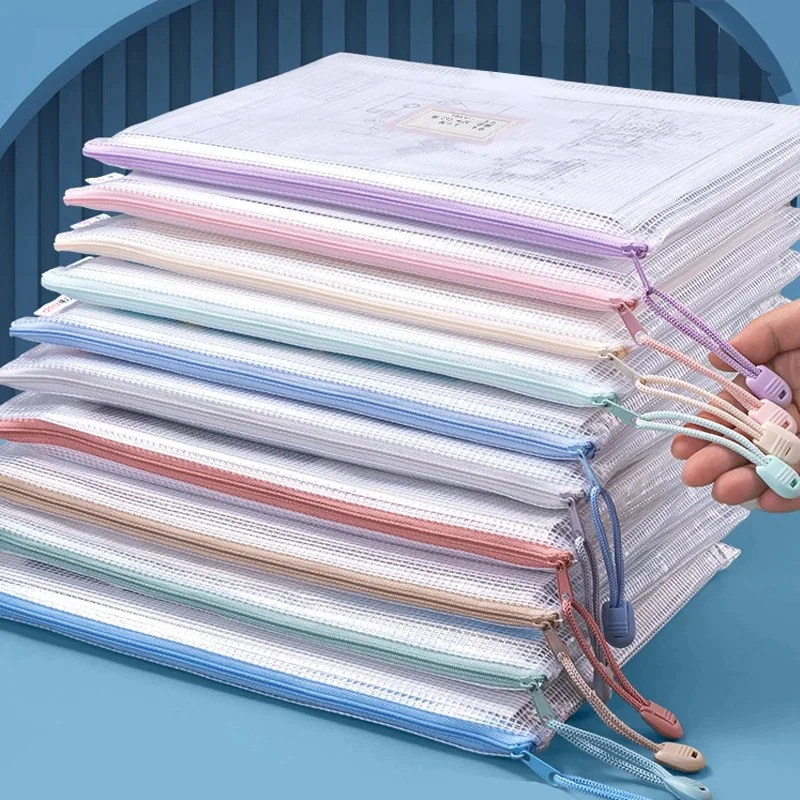 

Zipper Mesh Bag A4 A5 Plastic Zipper Bags For Organizing Mesh Bags Waterproof Clear Travel Bags Office School Supplies Document