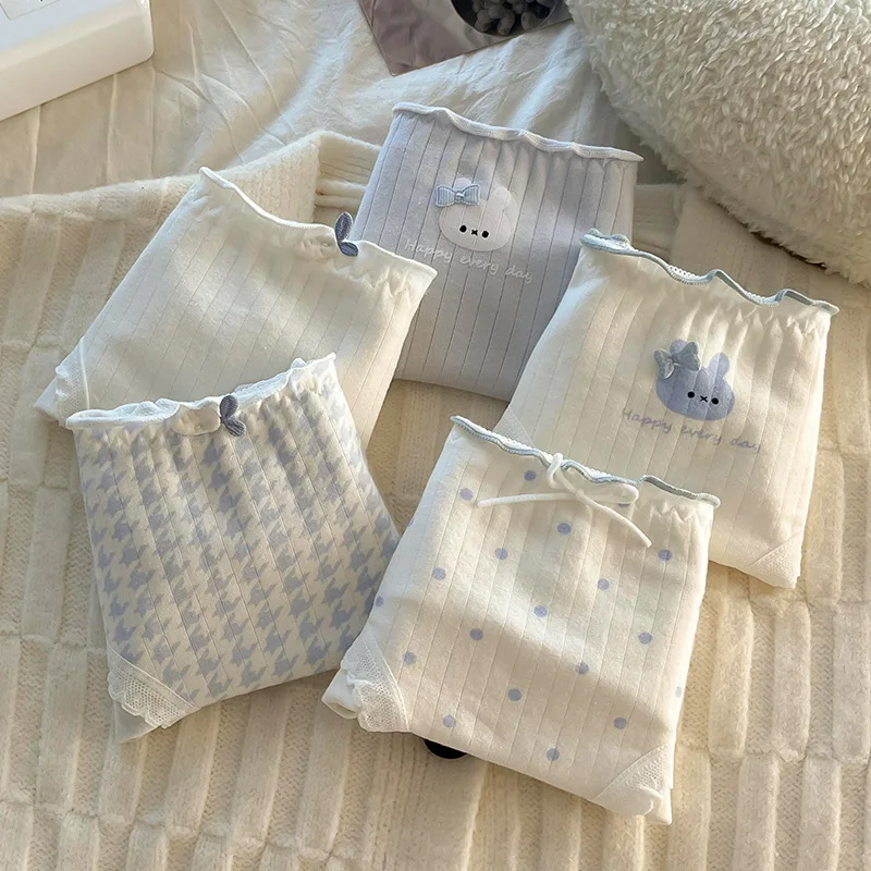 

Young girl Underwear 6pc/lot Cotton Lovely middle Waist Briefs student Panties children cartoon Teenagers M-XL breathable