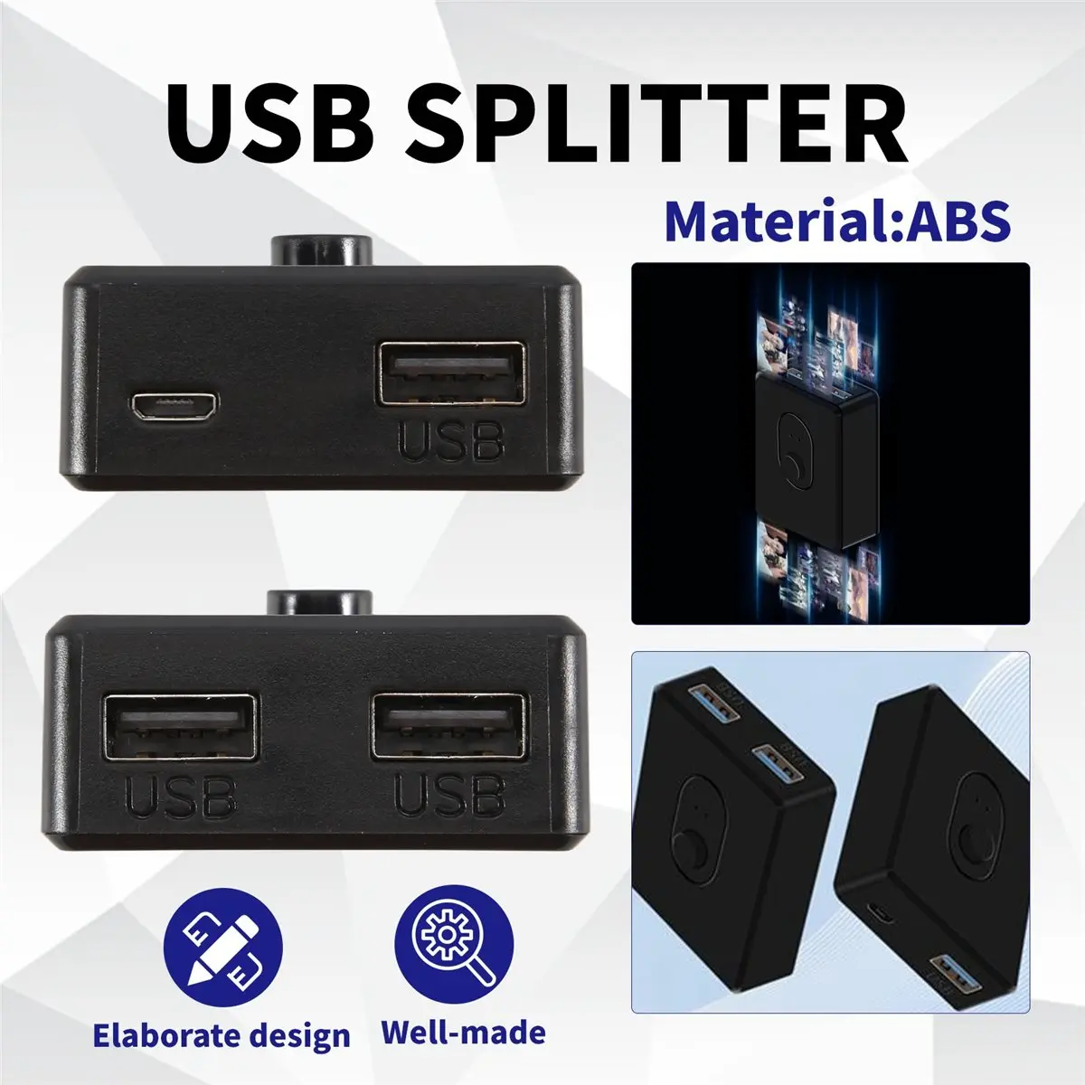 A46U USB 2.0 KVM Switch 1X2/2X1 Switch Switcher USB Splitter Shared Controller for Laptop Computer Printer Keyboard Mouse, B