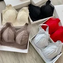 

Luxury Sexy French Lingerie Satin Lace Women's Comfortable Breathable Bra Plastic Breast Anti-Sagging Thin Cup Latex Bra