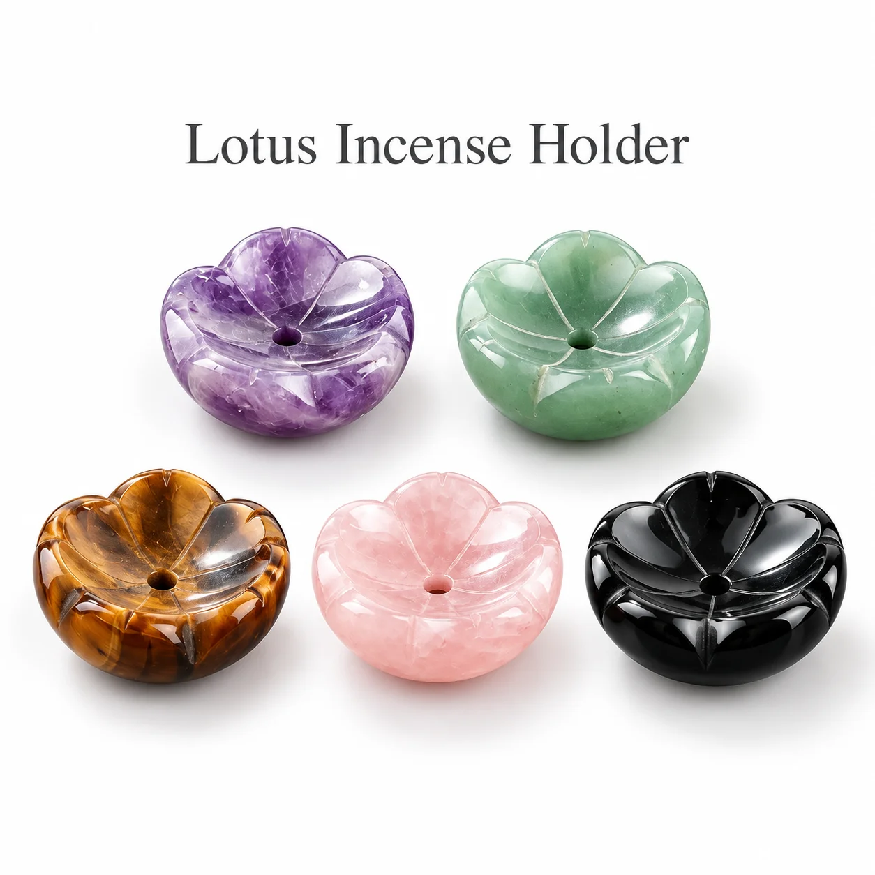5/10pcs Natural Crystal Lotus Incense Holder Stone Aroma Burner Meditation Home Decor Zen Gift Handmade Table Decoration