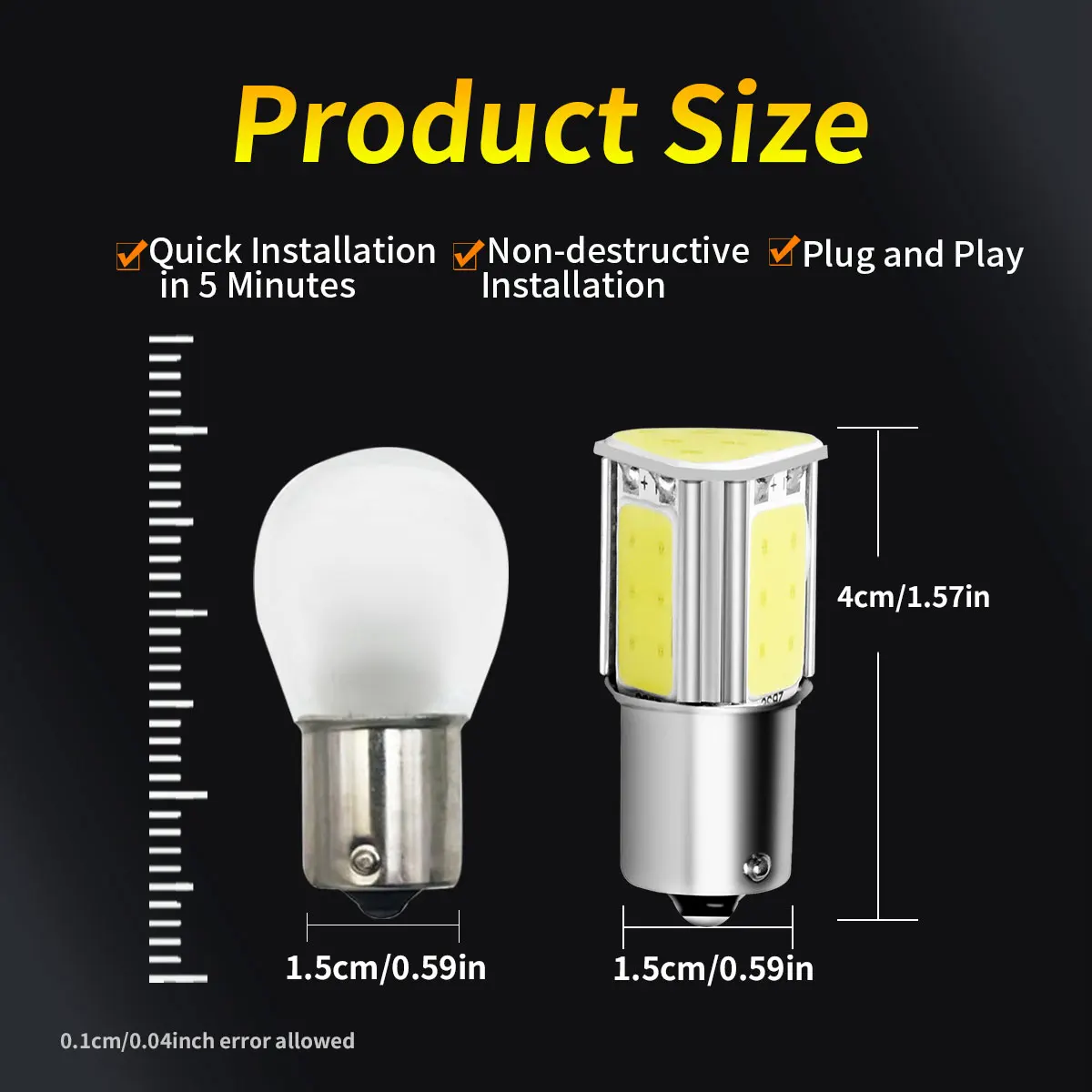 Ultra Powerful Bright 1156 BA15S P21W 1157 BAY15S P21/7W S25 G18 COB LED Chips 12V Brake Bulb for Car Stop Reverse Turn Signals