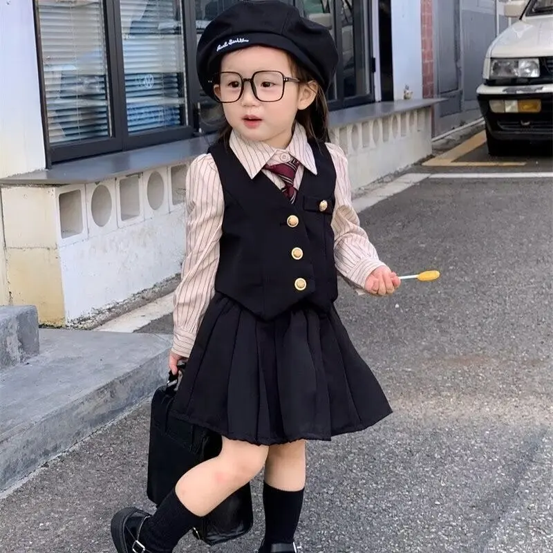 Baby Girls Clothing Set  Clothing Outfit  Newest Sweet Suits Solid Color Casual Vest + Skirt  2PCS3 4 5 6