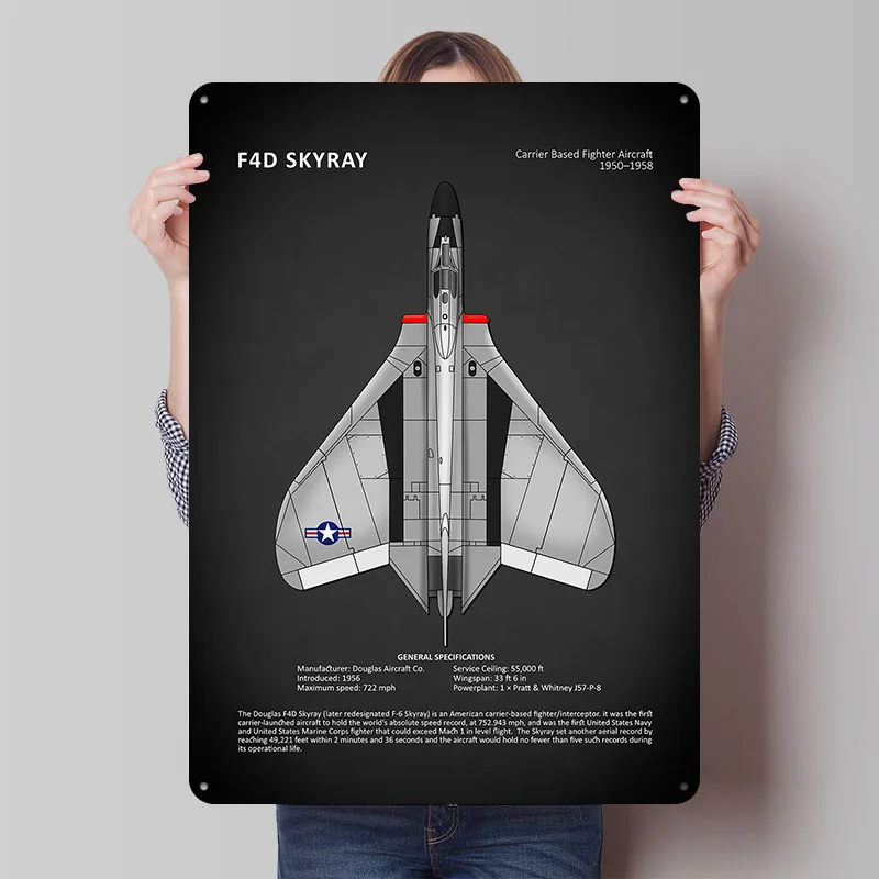 

Металлическая табличка F4D Skyray: винтажный постер, ретро-декор для спальни, аксессуары для дома