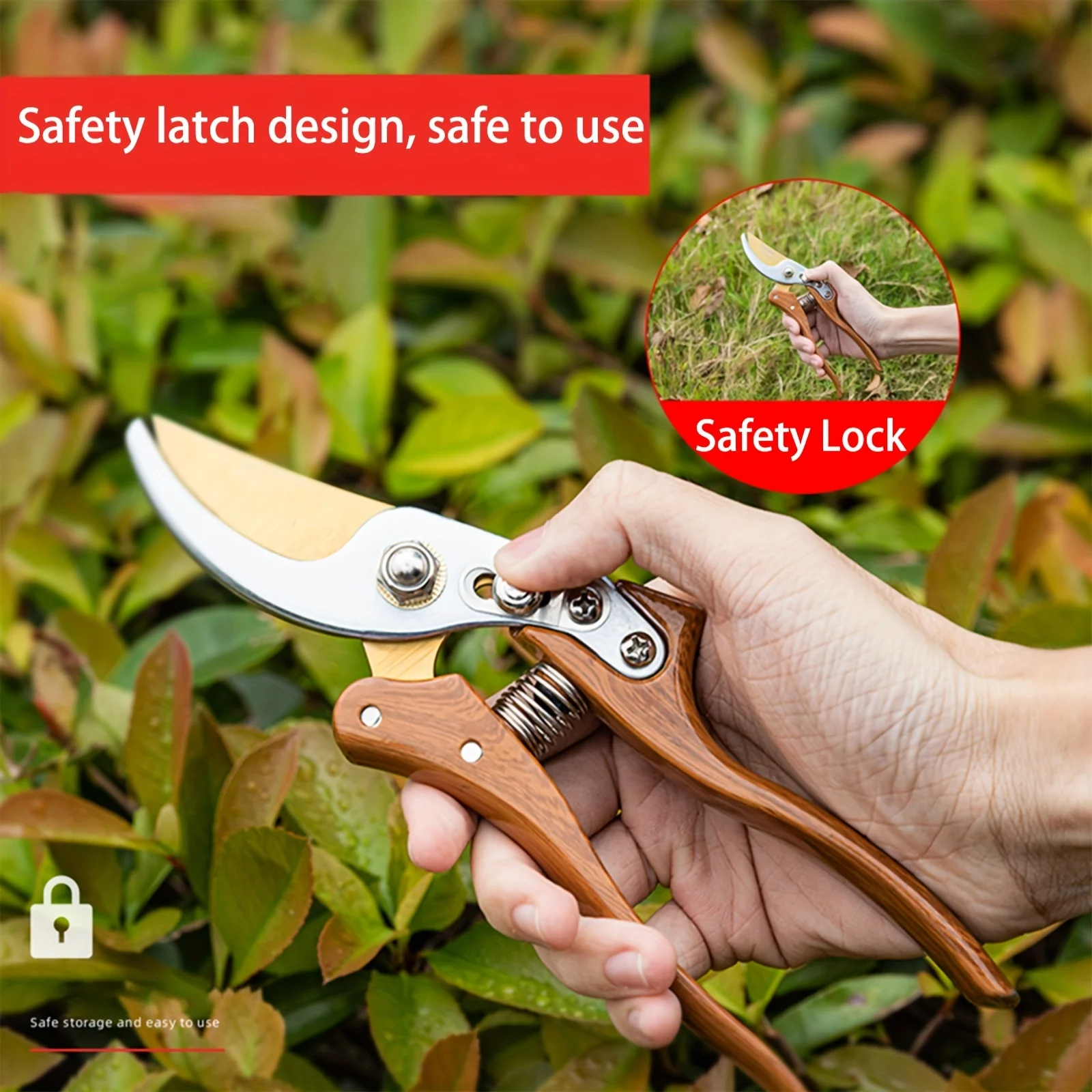 Deli gunting pemangkas taman 8.5 inci, gunting penghemat tenaga kerja untuk alat berkebun gunting pemangkas tanaman taman alat Bonsai