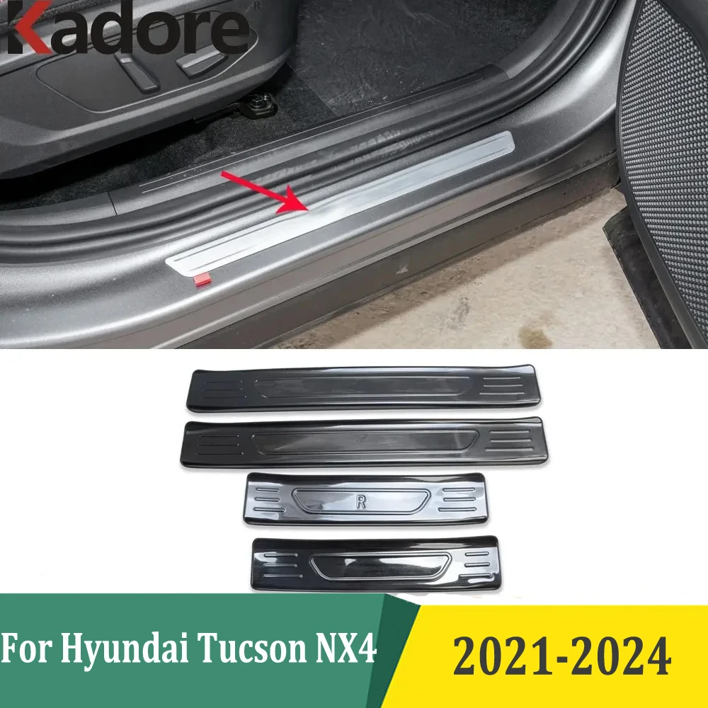 For Hyundai Tucson NX4 2021-2023 2024 Stainless Steel Outer Door Sill Scuff Plates Doors Sills Protectors Car Thresholds Sticker