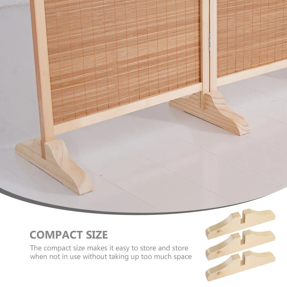 

3Pcs Mobile Door Partition Divider Adjustable Wooden Base Panel Screen White Separator Stands Office Thickened Bracket Wear