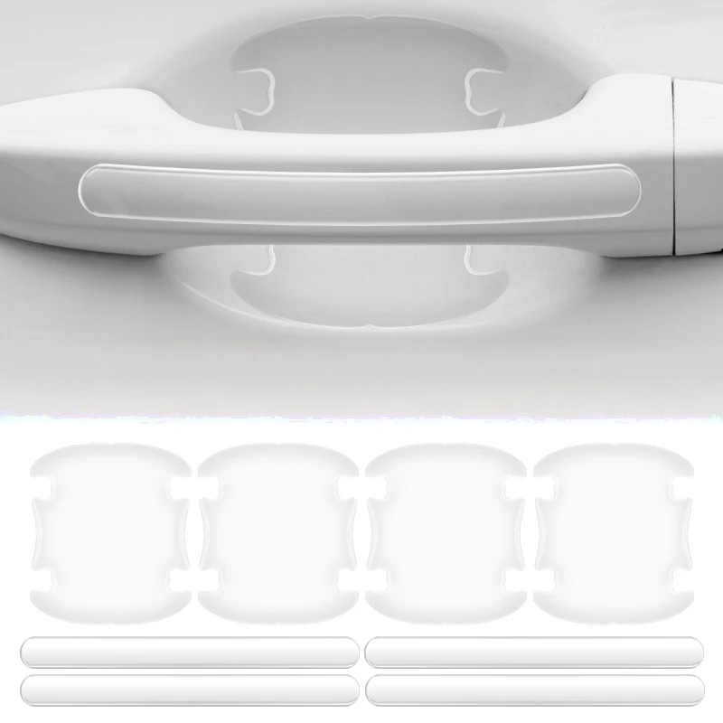 8pcs Door Handle Protector Stickers Clear Silicone Accessories Fit for Most Car, Truck, SUV Etc.