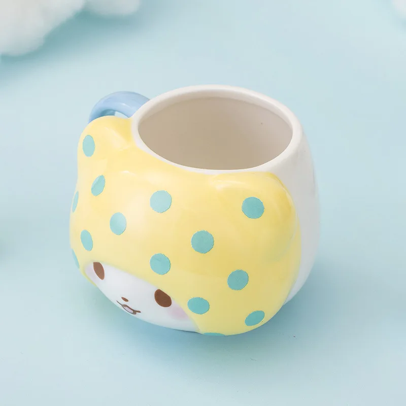 Sanrio Anime Hello Kitty Ceramic Mug Cute Girly Heart Cartoon Kuromi Embossed Handle Cup Cinnamoroll Kawaii Couple Water Cup