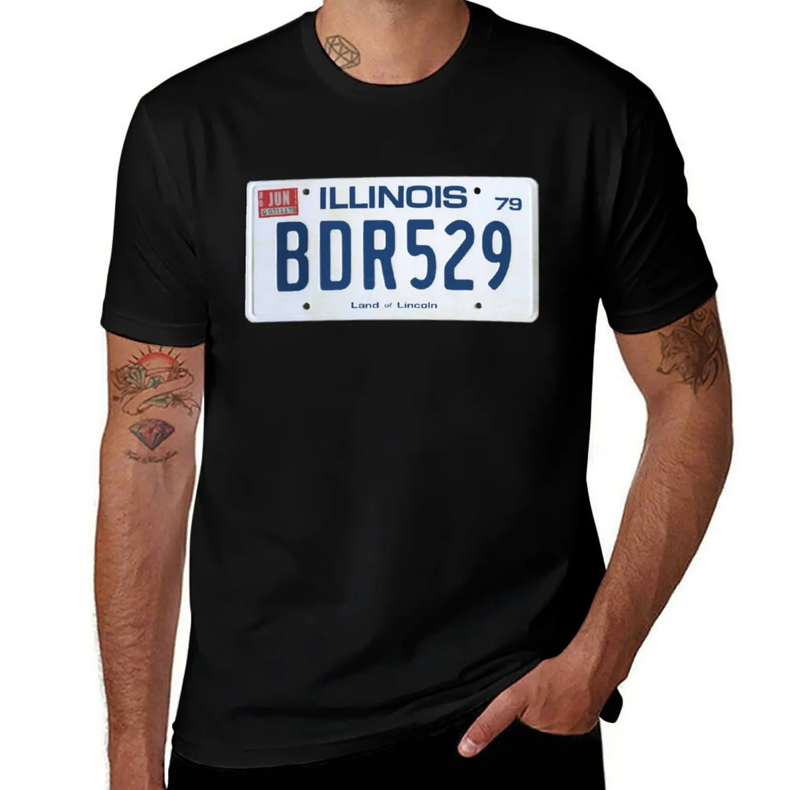 Blues Brothers Movie License Plate T-Shirt Tough Fabric Work Tee T-Shirt