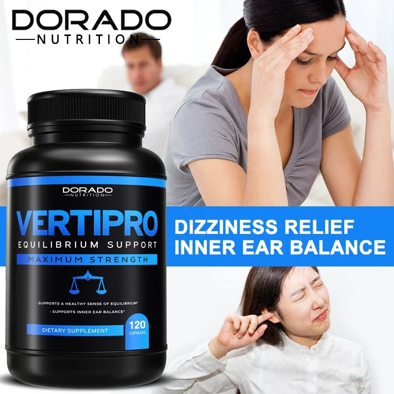 Vertigo Relief Capsules To Support Inner Ear Balance - with Ginkgo Biloba, Ginger, Vitamin D3, Calcium, Magnesium. Non-GMO