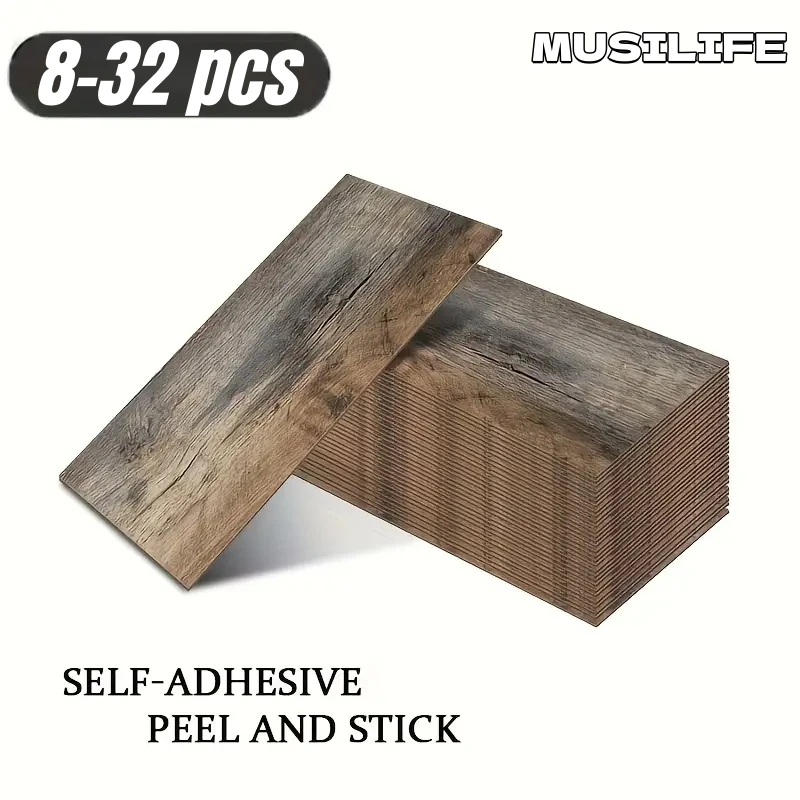 

Faux Wood Grain Self Adhesive Floor Stickers Waterproof Peel and Stick Wallpaper Wall Panel for Kitchen Living Room Floor Decor