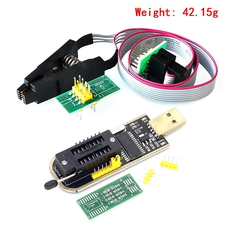 Módulo de PROGRAMADOR USB CH341A XTW100 24 25 Series EEPROM Flash BIOS CH341 + Clip de prueba SOP8 para EEPROM 93CXX / 25CXX / 24CXX